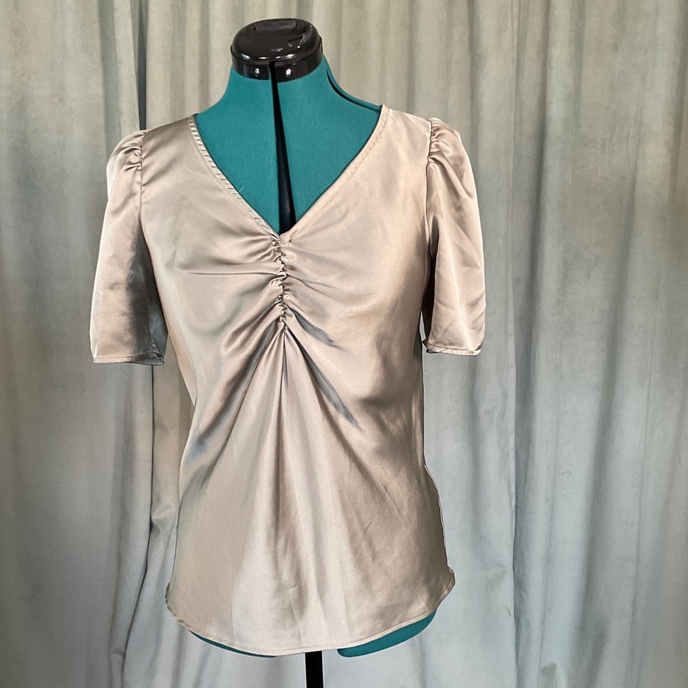 Sage/gold satin-like top